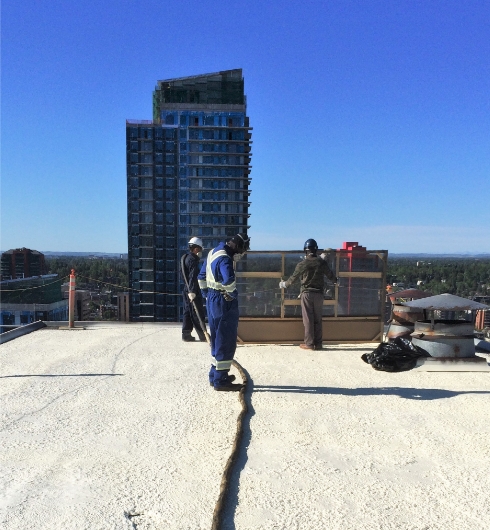 Urecoat workers on rooftop