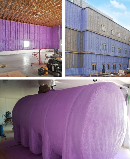 group photo of various spray foam insulation applications